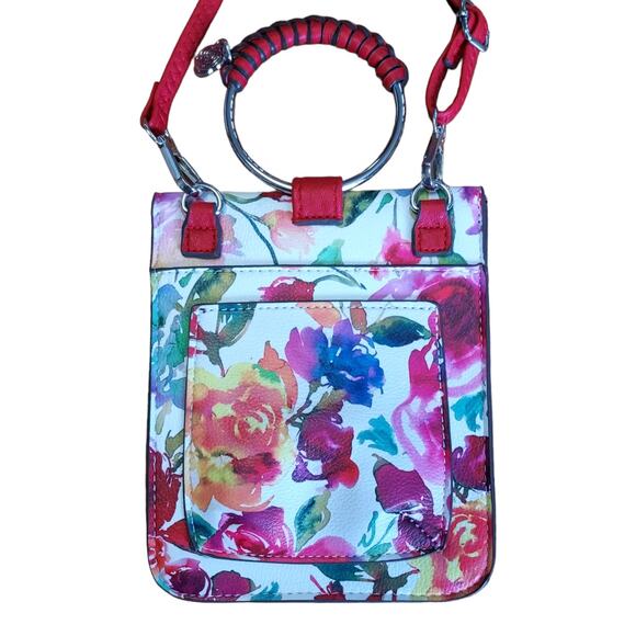 Carlos Santana Rose Floral Slim Flap Mini Crossbody Clutch Bangle Bag Purse - Picture 3 of 6